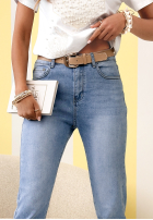 Spodnie jeansowe skinny z paskiem Millie niebieskie