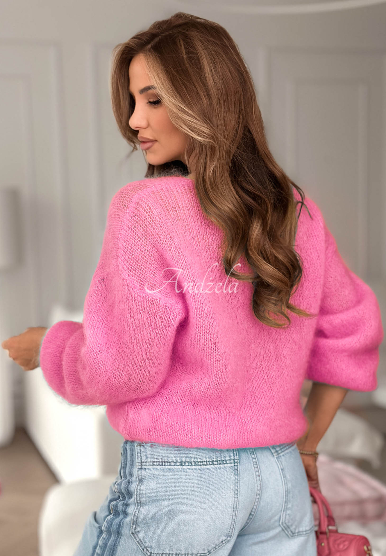 Mohairpullover mit V-Ausschnitt Sweater Soul Rosa