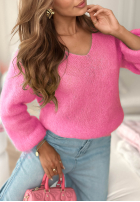 Miękki moherowy sweterek z dekoltem Sweet Cotton Candy Rosa