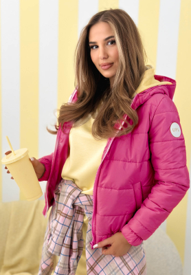 Warm Daylight quilted hooded jacket, pink