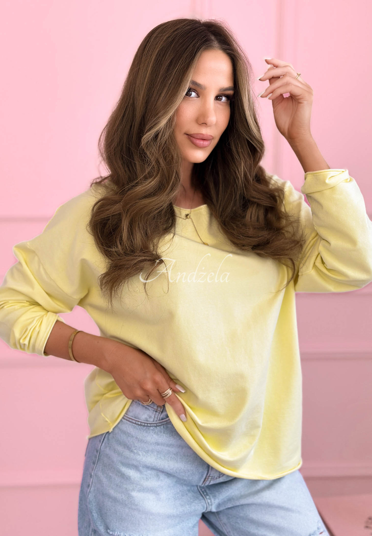 Baumwollbluse mit langen Ärmeln Hey Spring Gelb