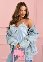 Satynowy top z koronką Seductive Lace Himmelblau