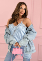 Satynowy top z koronką Seductive Lace Himmelblau