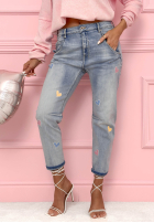 Hose Jeans skinny z serduszkami Colorful Hearts Hellblau