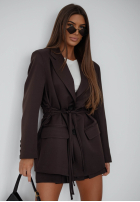 Blazer z wiązaniem She Believed It Schokoladenbraun