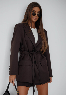 Blazer mit Schn&uuml;rung She Believed It Schokoladenbraun