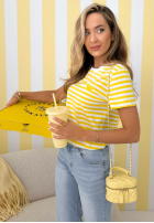 Gestreiftes T-Shirt mit Herz Love Spell Weiß-Gelb