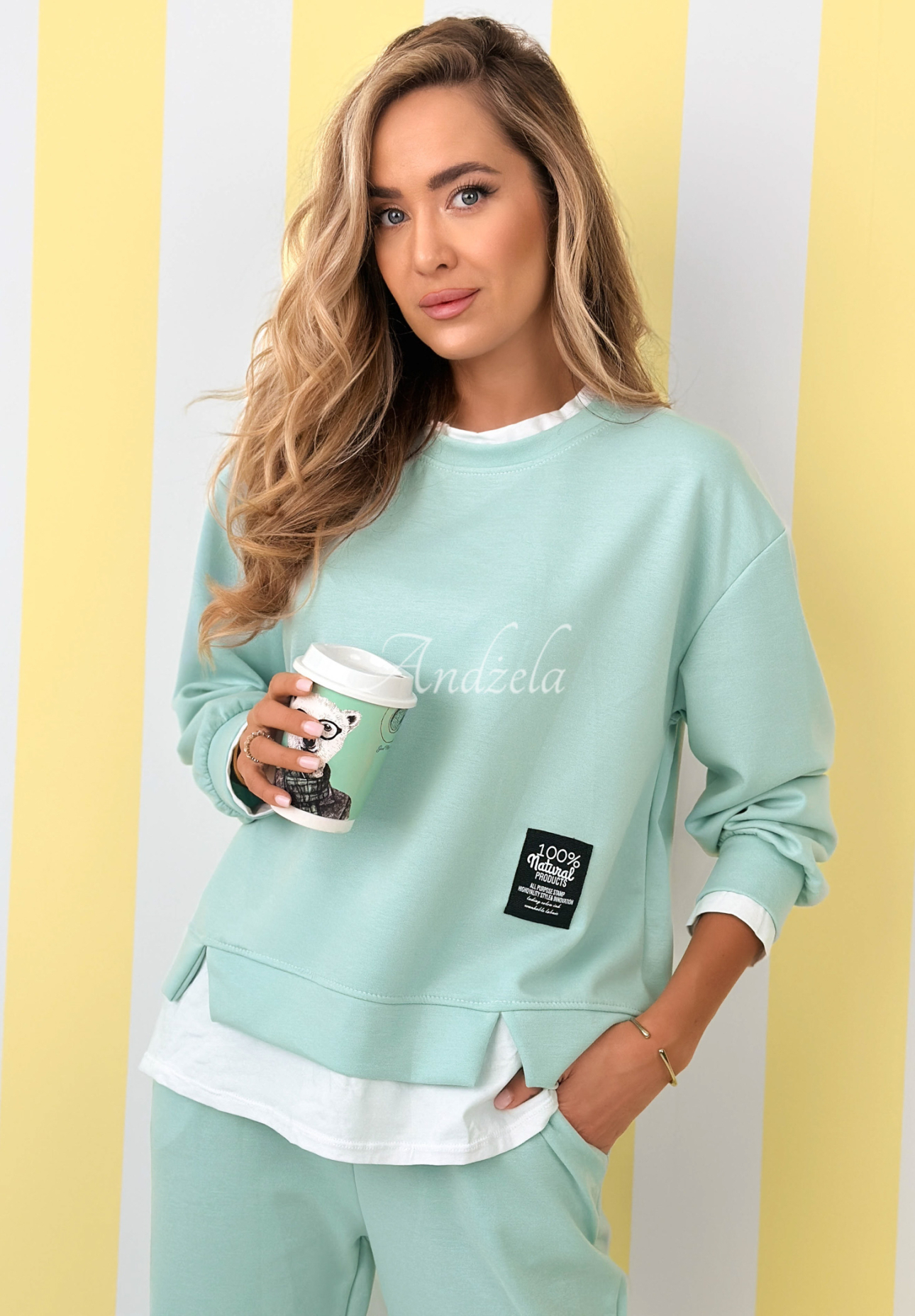 Viskose-Set aus Sweatshirt und Hose Why Not Me Grün