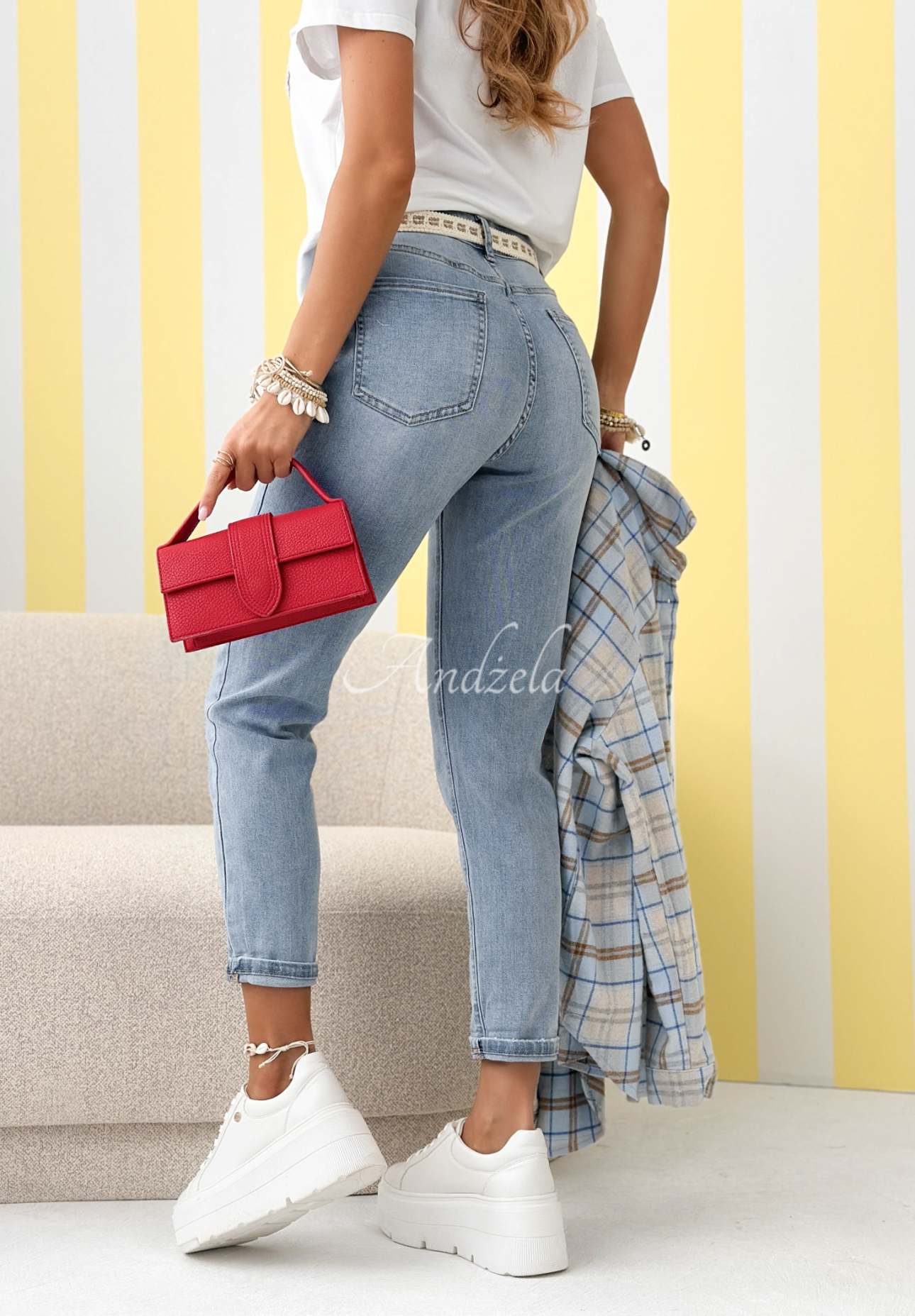 Skinny Jeans mit Gürtel Athena Blau