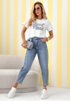 Bawełniany T-Shirt z nadrukiem Only Good Vibes Weiß