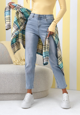 Mom-Fit-Jeanshose No Way Blau