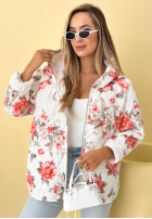 Krótka pikowana Jacke z kapturem w kwiaty Begonia Himmelblau