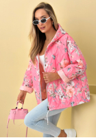 Krótka pikowana Jacke z kapturem w kwiaty Begonia Himmelblau