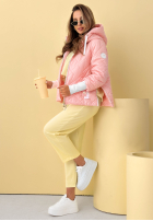 Pikowana kurtka z kapturem Hello Spring beżowa