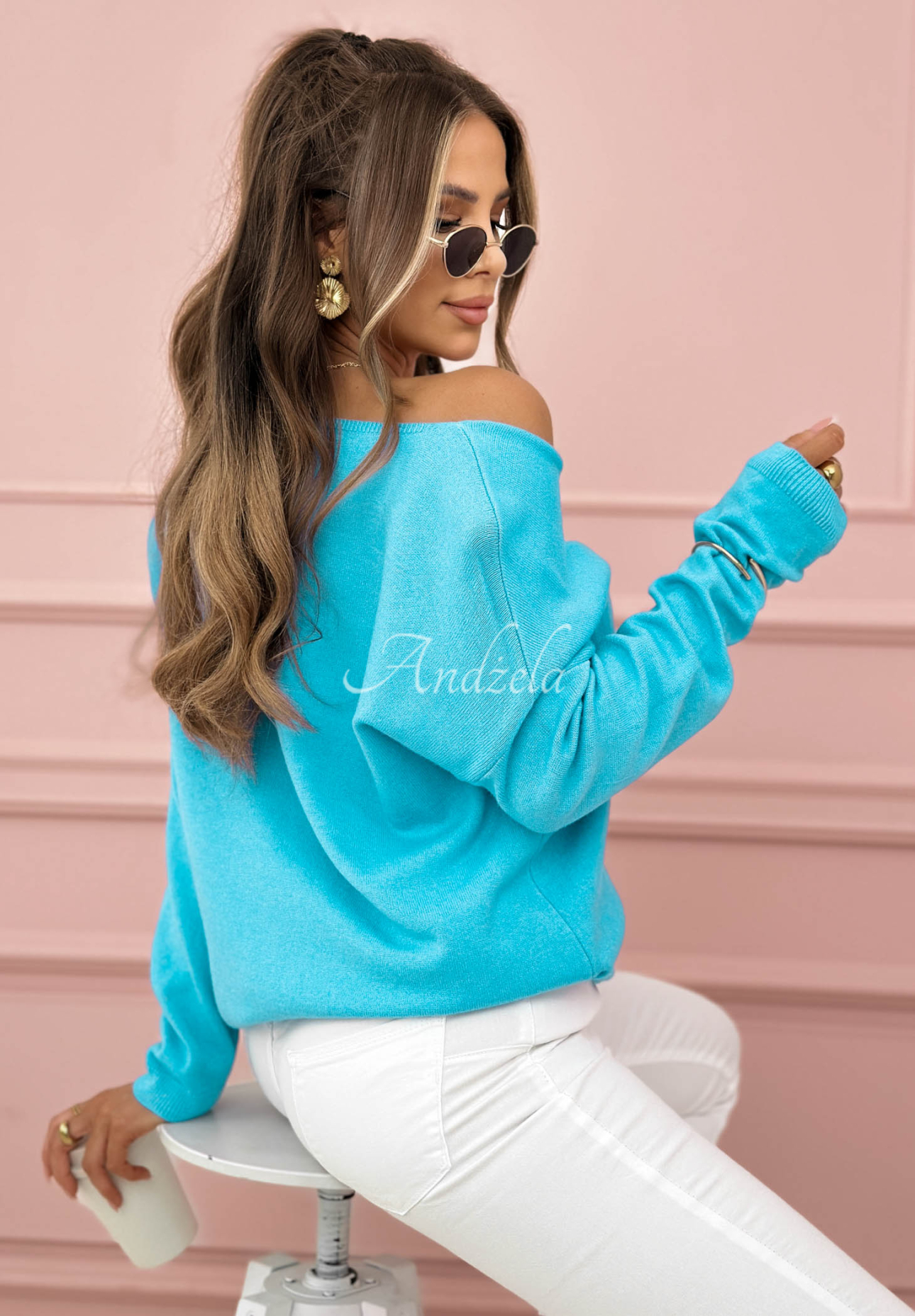 Lightweight Sensibility turtleneck sweater in turquoise
