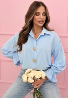 Hemd z ozdobnymi broszkami Brunch Outfit Himmelblau