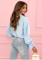 Hemd z ozdobnymi broszkami Brunch Outfit Himmelblau