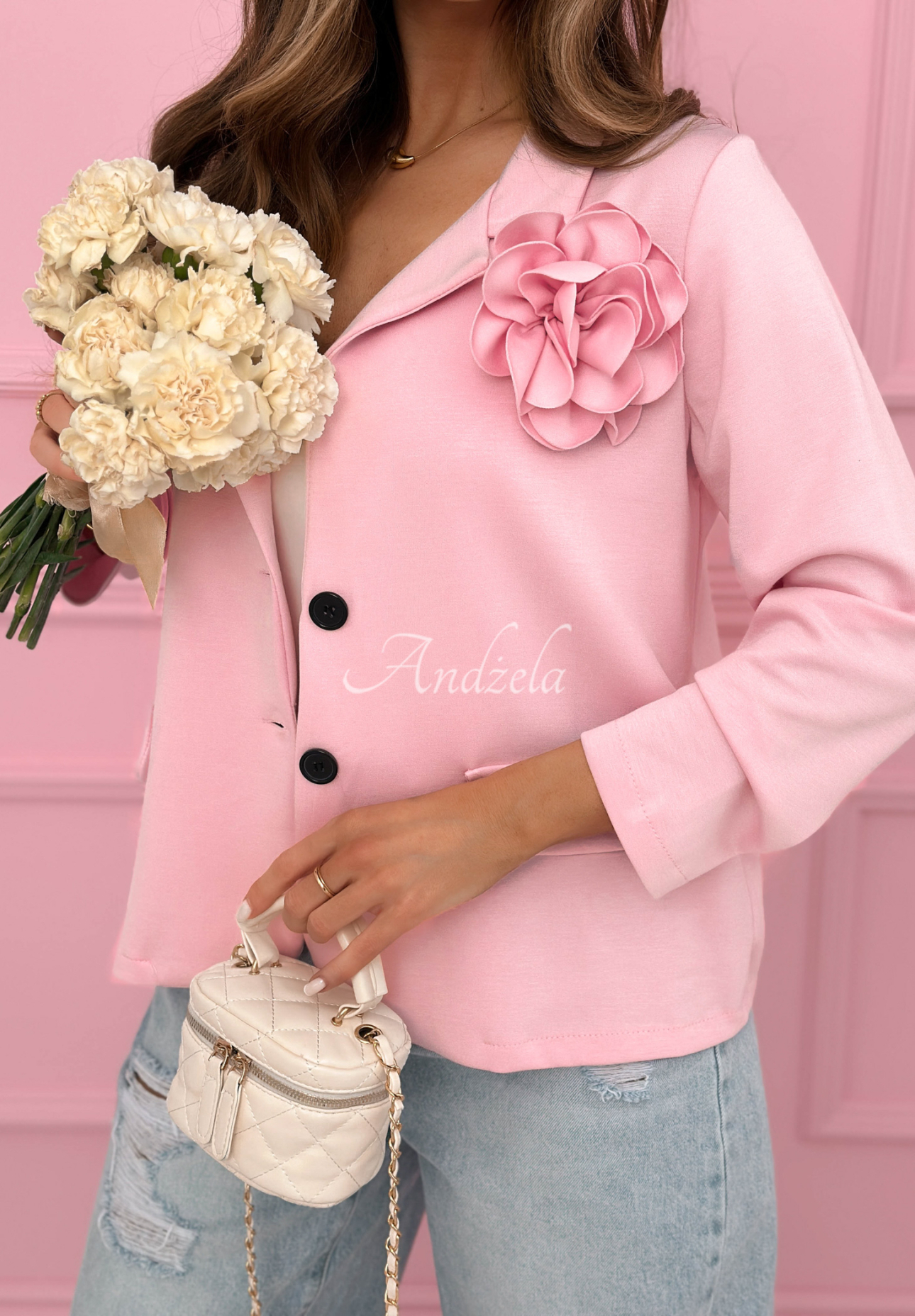 Blazer mit Rose und Viskose Elegant Rosalia Rosa