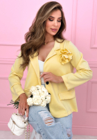 Blazer oversize z różą Elegant Rosalia Gelb