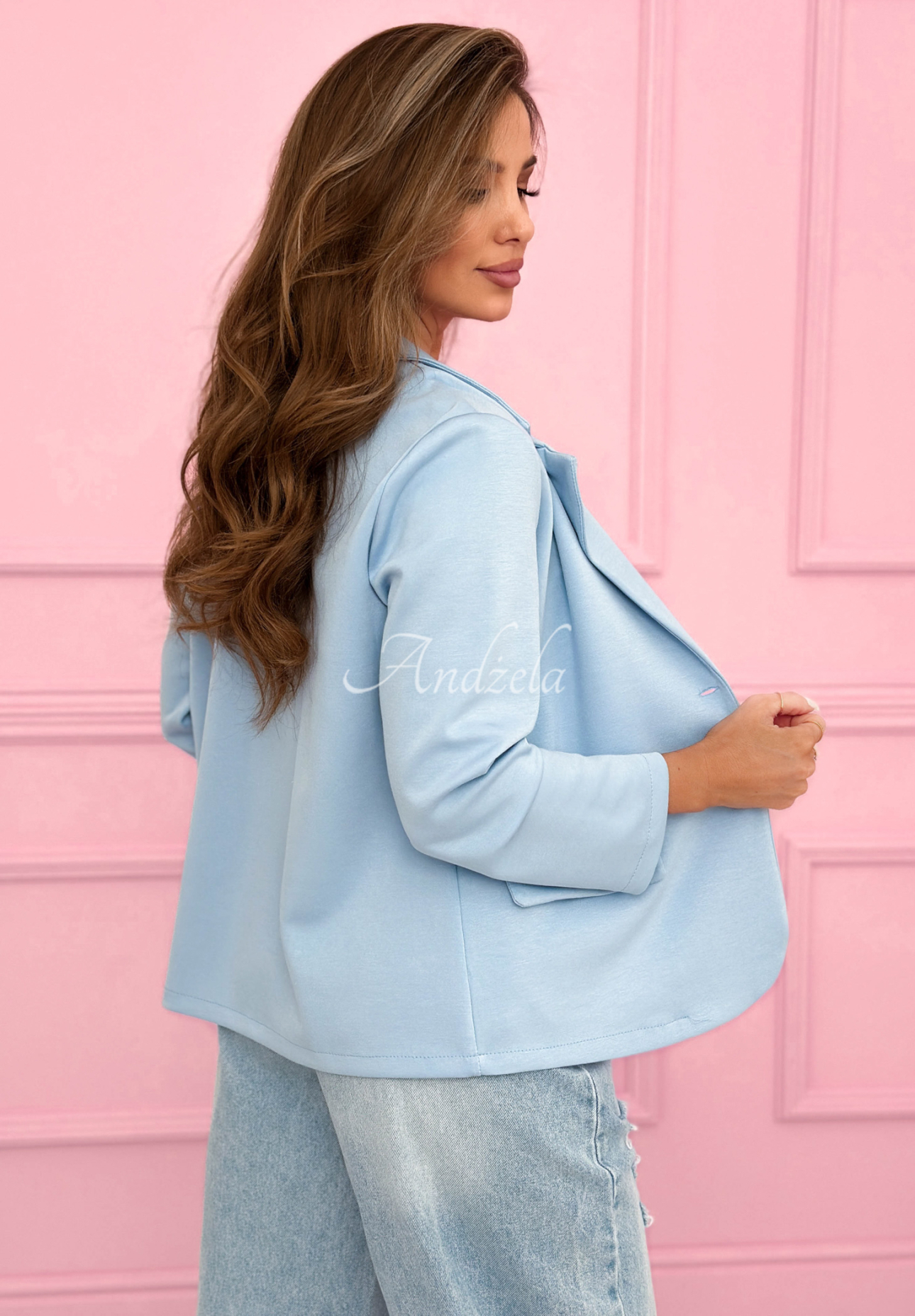 Blazer mit Rose und Viskose Elegant Rosalia Himmelblau