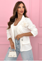Blazer oversize z różą Elegant Rosalia Ecru