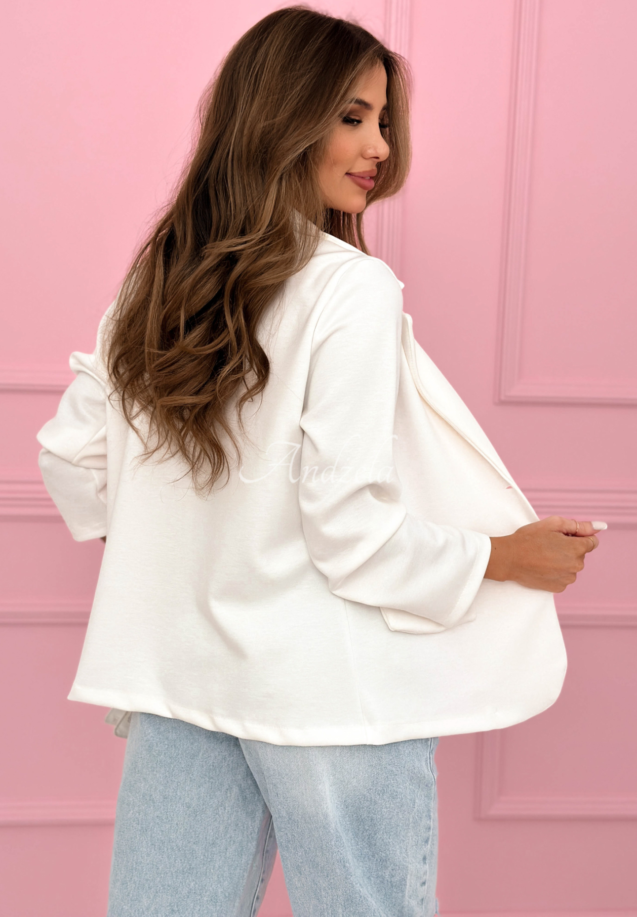 Blazer mit Rose und Viskose Elegant Rosalia Ecru