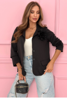 Blazer oversize z różą Elegant Rosalia Schwarz