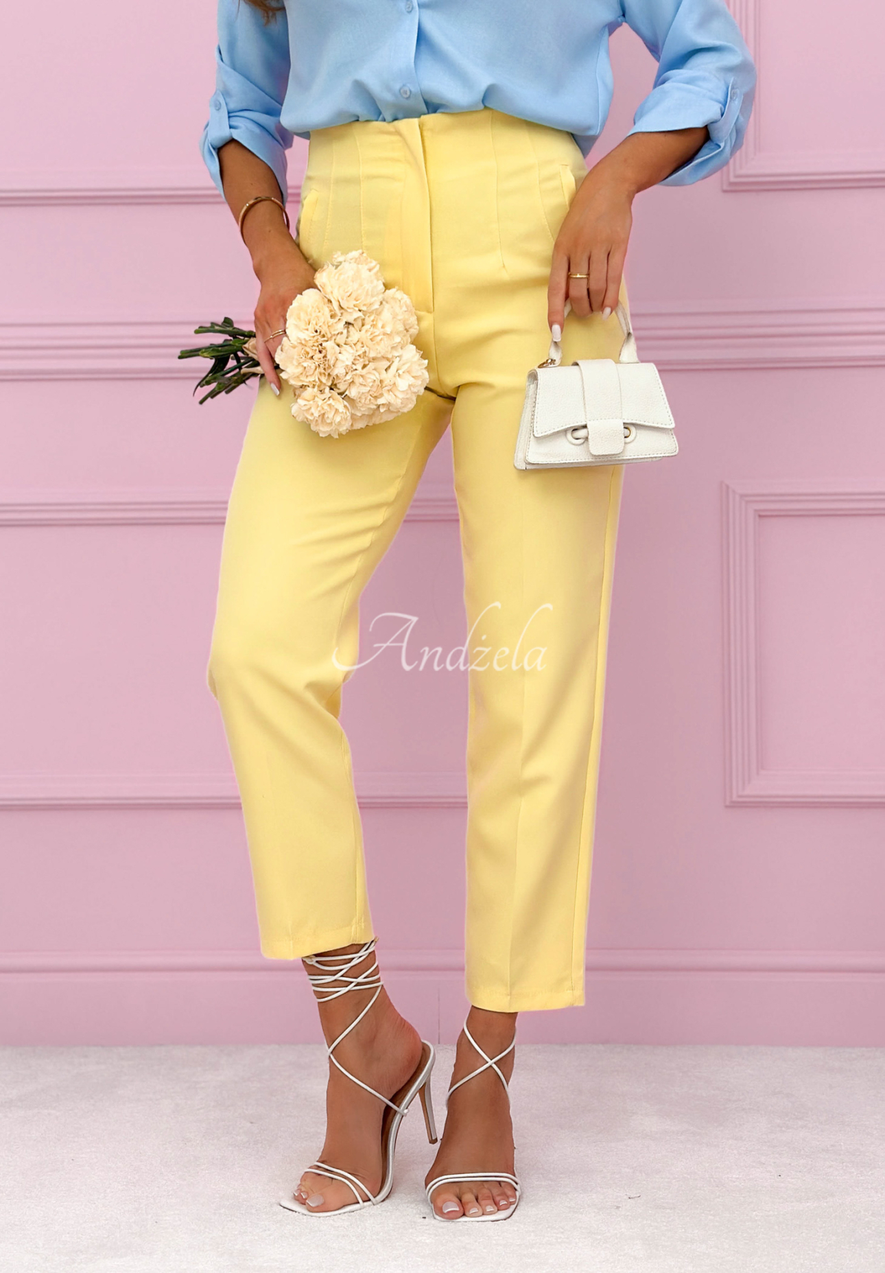 Elegant Coctail Party yellow cigarette pants