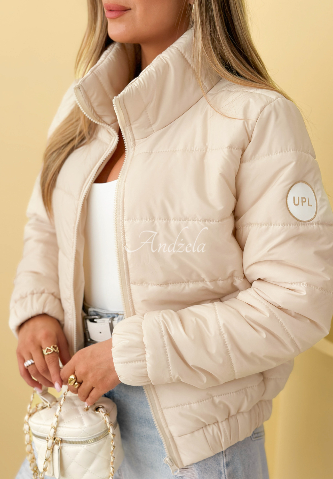 Steppjacke mit Stehkragen Soft Morning Beige