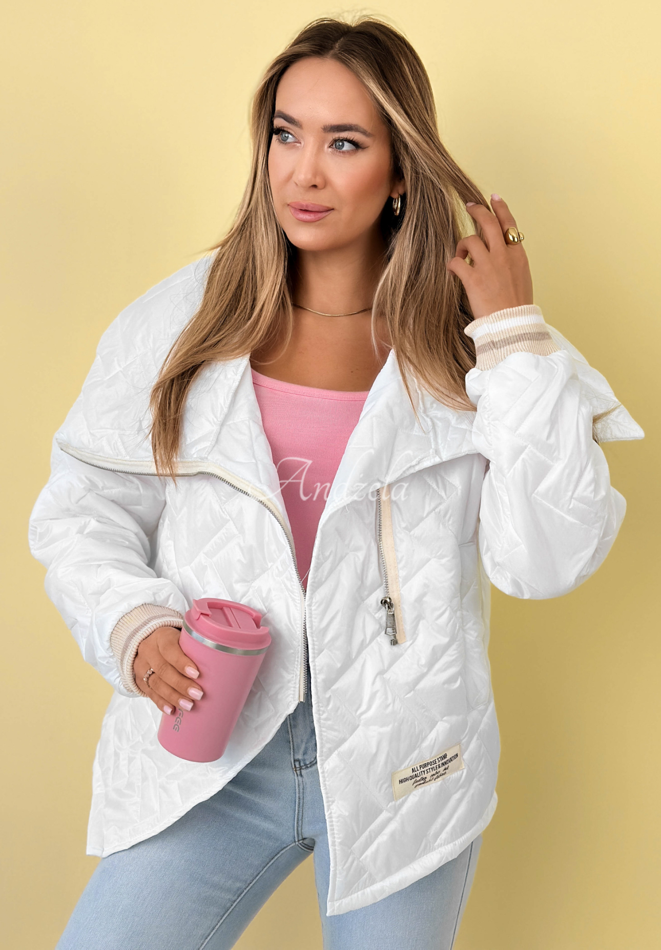 Gesteppte Jacke mit Kragen Where Are We Weiß