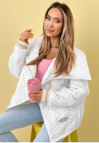 Pikowana kurtka z kołnierzem Where Are We biała