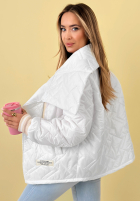 Pikowana Jacke z kołnierzem Where Are We Weiß