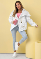 Pikowana Jacke z kołnierzem Where Are We Weiß