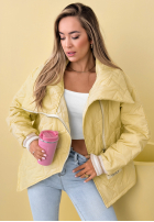 Pikowana Jacke z kołnierzem Where Are We Weiß