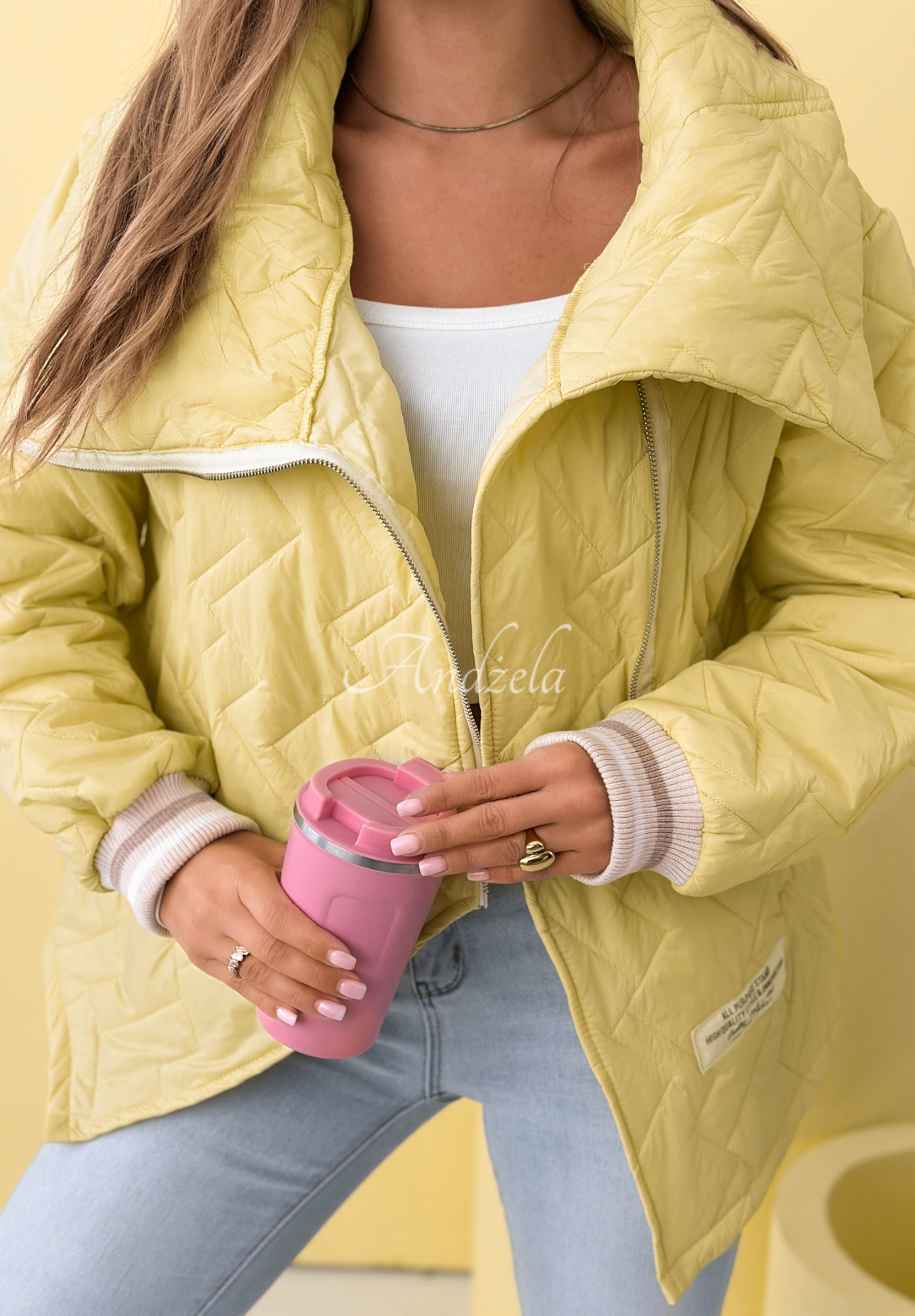 Gesteppte Jacke mit Kragen Where Are We Gelb