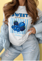 T-shirt z nadrukiem Sweet Goodness biało-niebieski