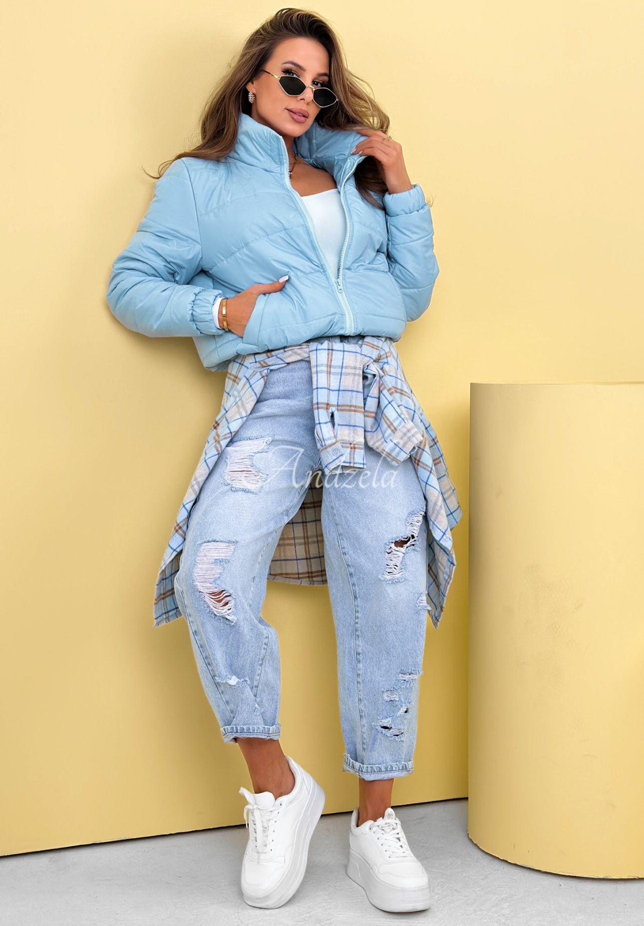 Steppjacke mit Stehkragen Soft Morning Himmelblau