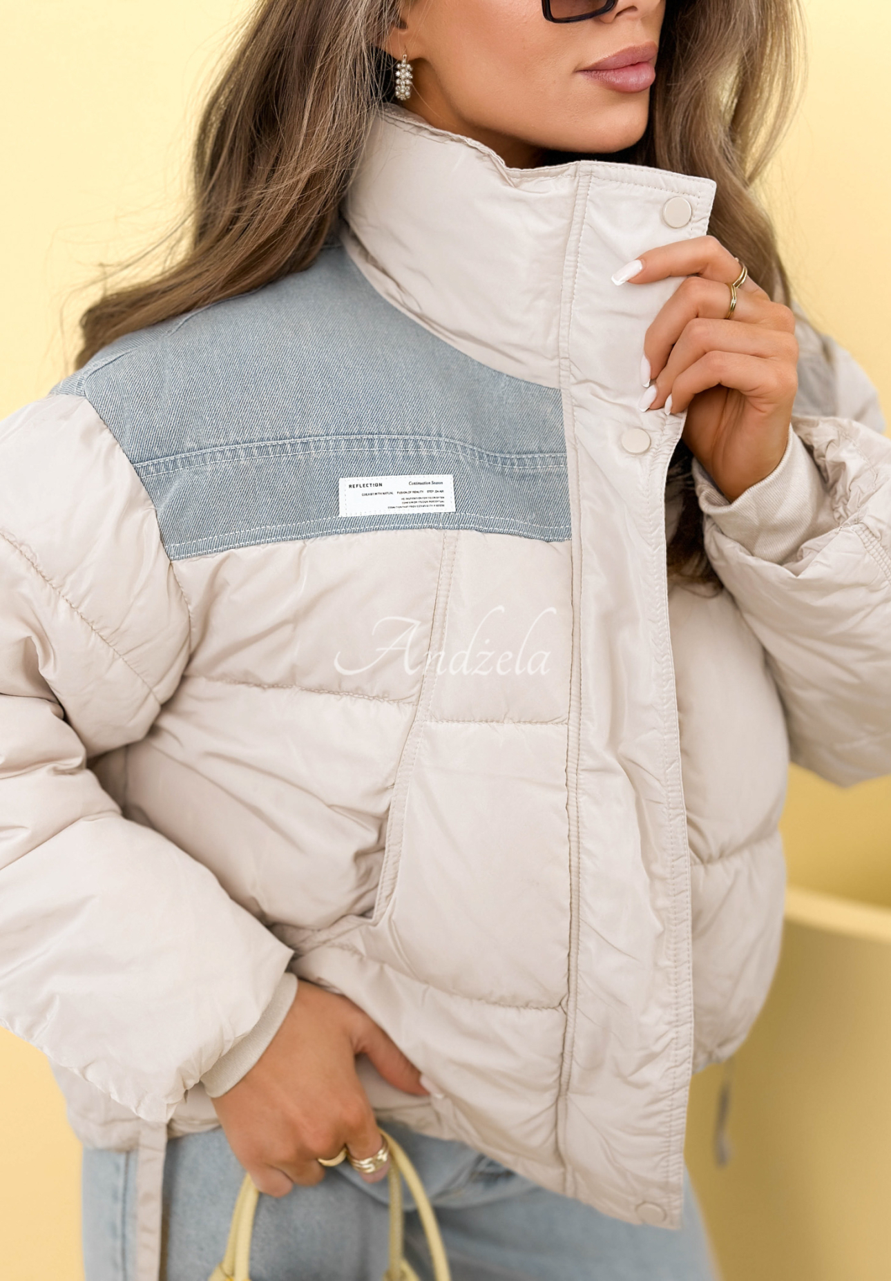 Kurze, gesteppte Bomberjacke Simone Beige