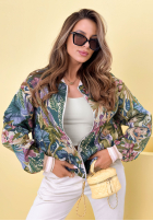 Krótka żakardowa Jacke bomberka Jungle On My Mind niebiesko-Grün