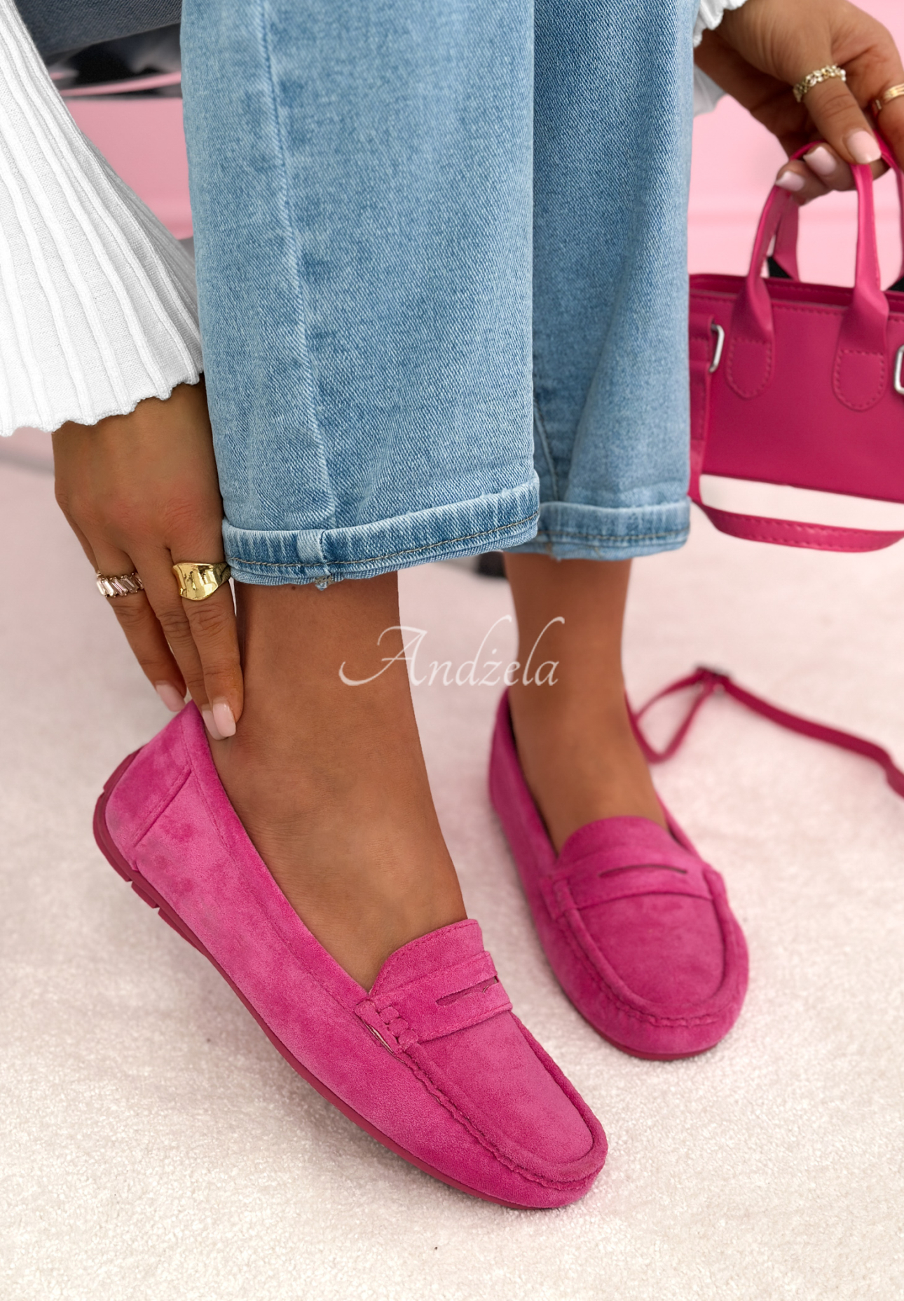 Veloursleder-Loafer Nadine Fuchsia
