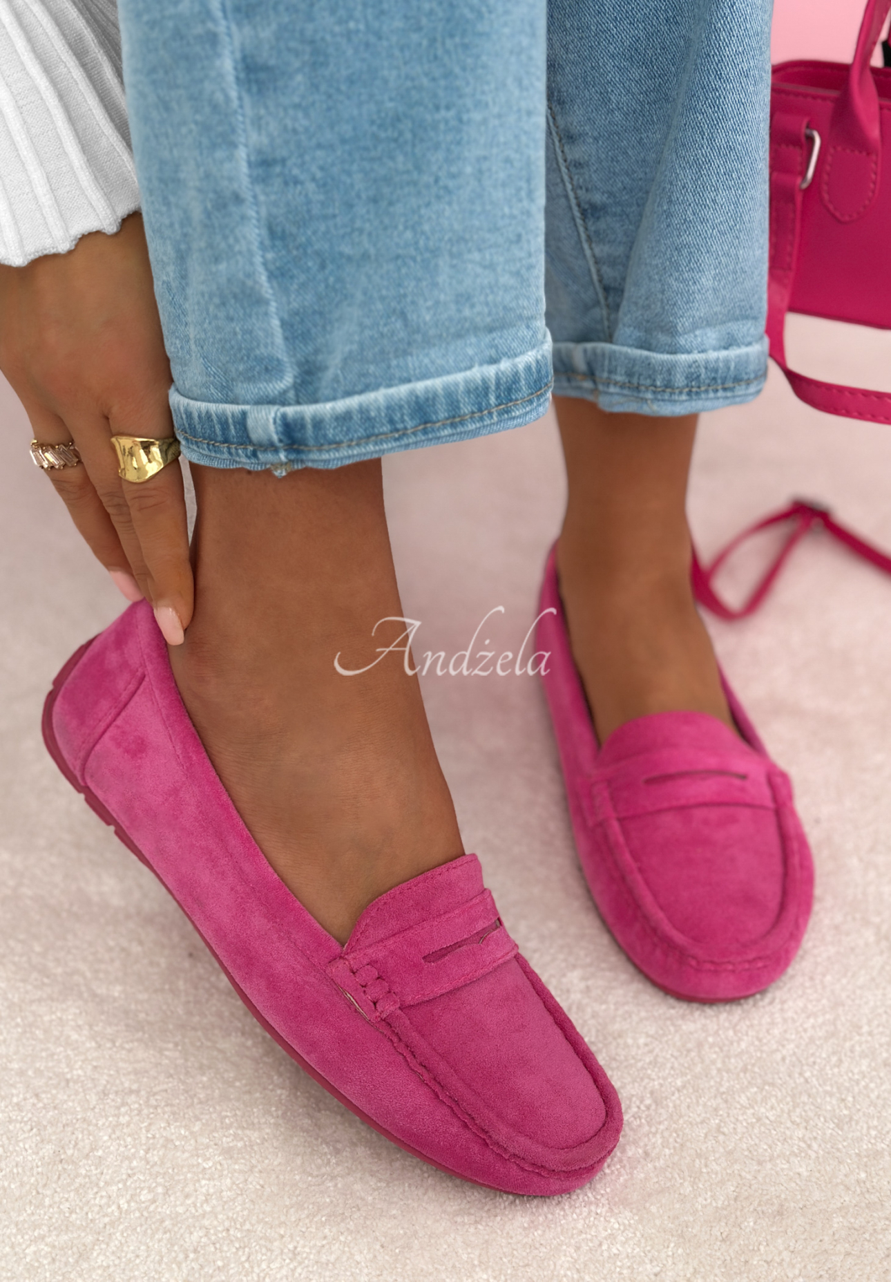 Veloursleder-Loafer Nadine Fuchsia