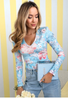 Kwiecista Bluse z dekoltem Camellia Fuchsia