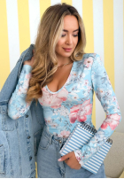 Kwiecista Bluse z dekoltem Camellia Fuchsia