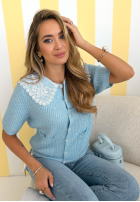 Sweterek z koronkowym kołnierzem Oh Sweet Lace Himmelblau