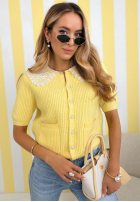 Pullover mit Spitzenkragen Oh Sweet Lace Gelb