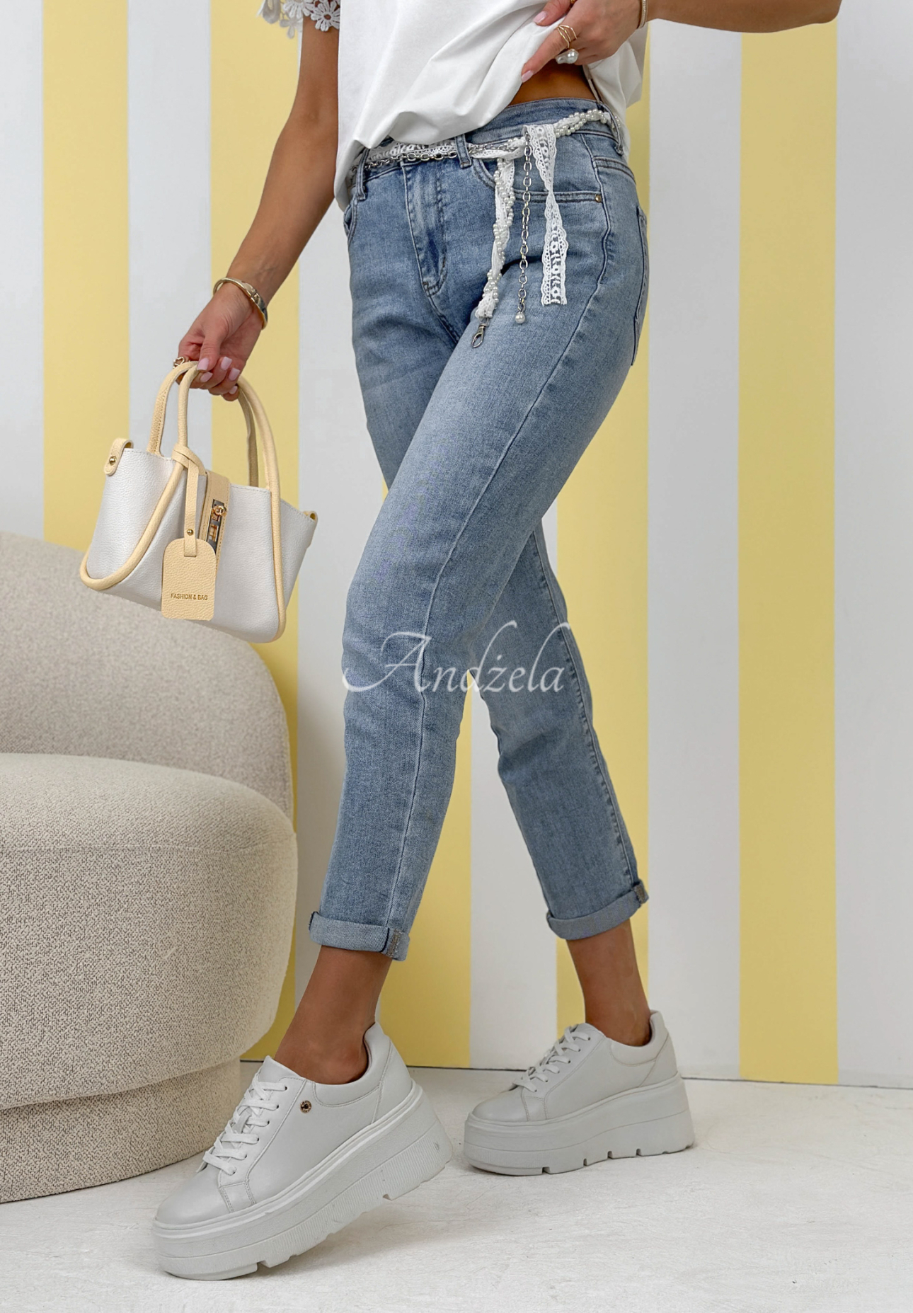 Jeanshose mit Gürtel Belle Blau