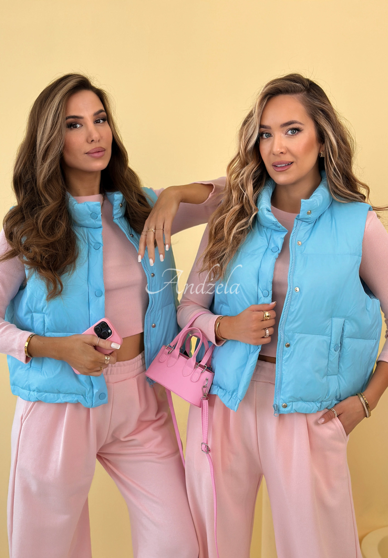 Kurze Daunenweste Veronica Himmelblau