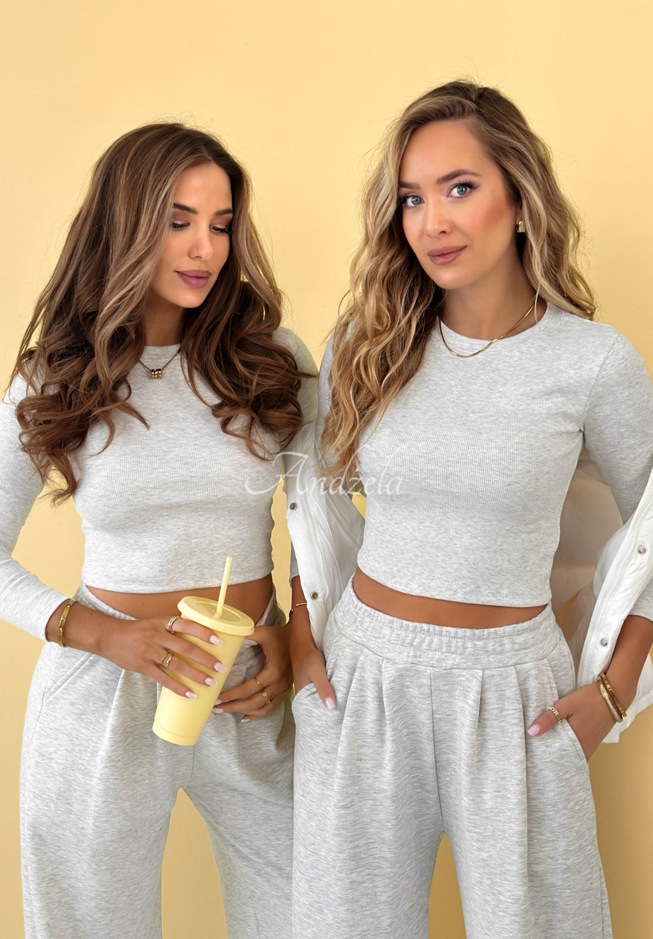 Cotton tracksuit set, blouse and pants, Doing Nothing, gray melange