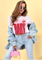 T-Shirt z nadrukiem Call Him Baby biało-Rosa