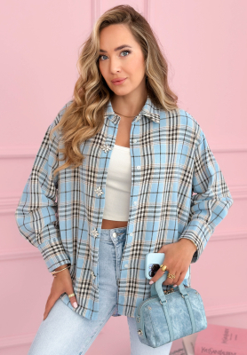 Province House blue cotton plaid shirt